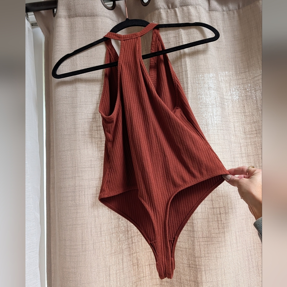 Free People Rust Ribbed Bodysuit - Picture 4 of 8